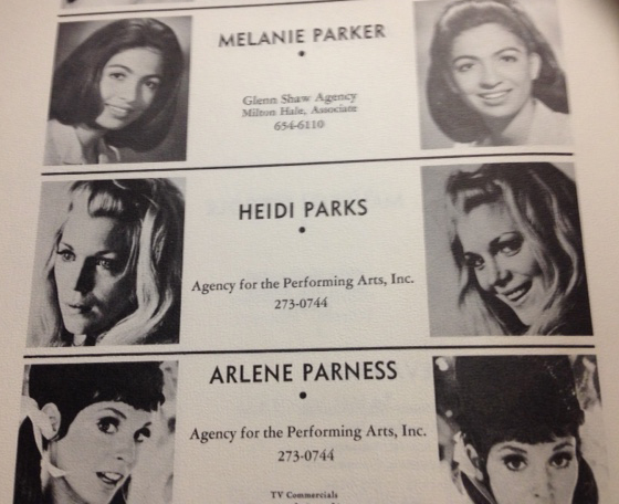 Heidi Parks listed as an actress with the Agency of Performing Arts, Inc.